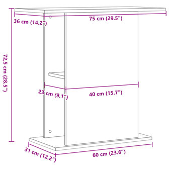 Aquariumstandaard 36x75x72,5 cm bewerkt hout artisanaal eiken 9
