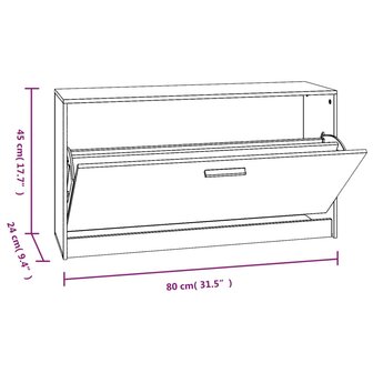Schoenenbank 80x24x45 cm bewerkt hout gerookt eiken 9