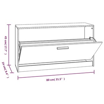 Schoenenbank 80x24x45 cm bewerkt hout grijs sonoma eikenkleur 9