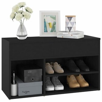 Schoenenbank 80x30x45 cm bewerkt hout zwart 4