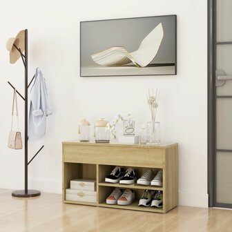 Schoenenbank 80x30x45 cm bewerkt hout sonoma eikenkleurig 1