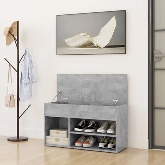 Schoenenbank 80x30x45 cm bewerkt hout betongrijs 3