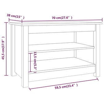 Schoenenbank 70x38x45,5 cm massief grenenhout zwart 7