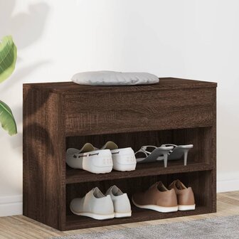 Schoenenbank 60x30x45 cm bewerkt hout bruin eikenkleur 1