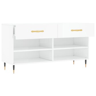 Schoenenbank 102x35x55 cm bewerkt hout hoogglans wit 5