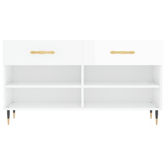 Schoenenbank 102x35x55 cm bewerkt hout hoogglans wit 6