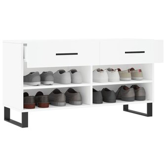 Schoenenbank 102x35x55 cm bewerkt hout wit 4