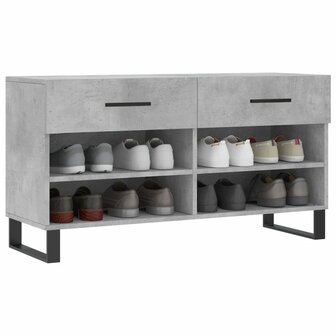 Schoenenbank 102x35x55 cm bewerkt hout betongrijs 3