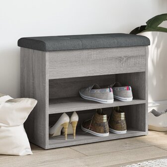 Schoenenbankje 62x32x50 cm bewerkt hout grijs sonoma 1