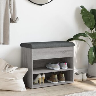 Schoenenbankje 62x32x50 cm bewerkt hout grijs sonoma 3
