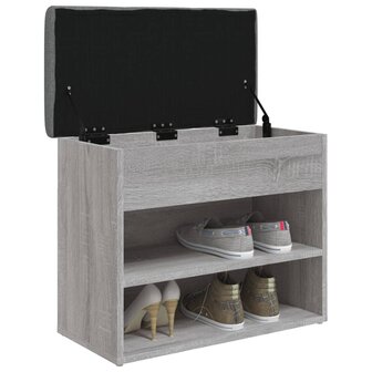 Schoenenbankje 62x32x50 cm bewerkt hout grijs sonoma 4