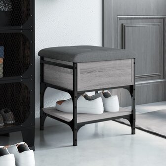Schoenenbank 42x42x45 cm bewerkt hout grijs sonoma eikenkleurig 1