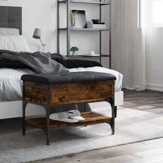 Schoenenbank 62x42x45 cm bewerkt hout gerookt eikenkleurig 3