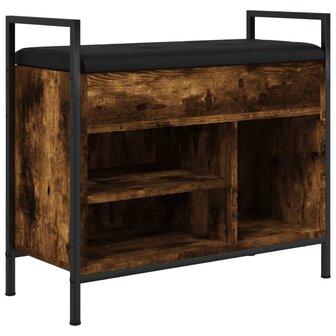 Schoenenbankje 65,5x32x57,5cm bewerkt hout gerookt eikenkleurig 2