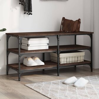 Schoenenbankje 100x38,5x49 cm bewerkt hout bruin eikenkleur 1