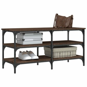 Schoenenbankje 100x38,5x49 cm bewerkt hout bruin eikenkleur 4