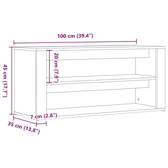 Schoenenbank 100x35x45 cm bewerkt hout oud houtkleurig 9