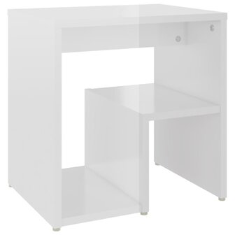 Nachtkastje 40x30x40 cm bewerkt hout hoogglans wit 2