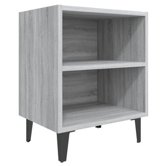 Nachtkastje met metalen poten 40x30x50 cm grijs sonoma eiken 2