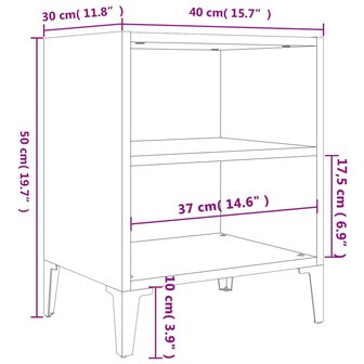 Nachtkastje met metalen poten 40x30x50 cm grijs sonoma eiken 6