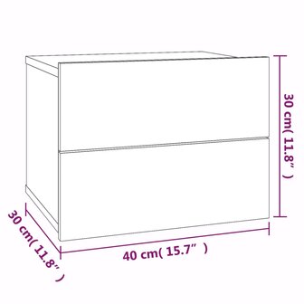 Nachtkastje 40x30x30 cm bewerkt hout gerookt eikenkleurig 9
