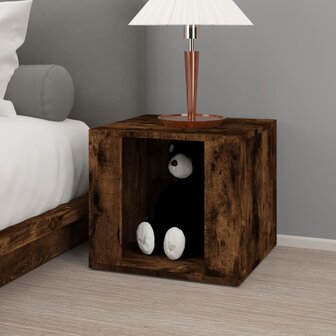 Nachtkastje 41x40x36 cm bewerkt hout gerookt eikenkleurig 3