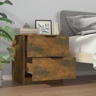 Nachtkastje bewerkt hout gerookt eikenkleurig 7