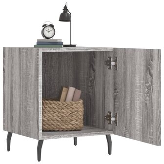 Nachtkastje 40x40x50 cm bewerkt hout grijs sonoma eikenkleurig 3