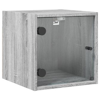 Nachtkastje met glazen deur 35x37x35 cm grijs sonoma eikenkleur 2