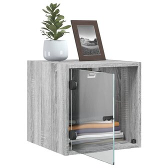 Nachtkastje met glazen deur 35x37x35 cm grijs sonoma eikenkleur 5