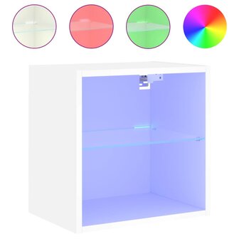Nachtkastje met LED&amp;apos;s wandgemonteerd wit 2