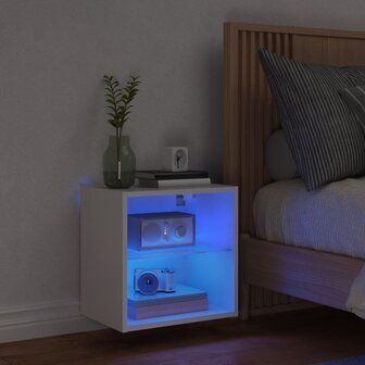 Nachtkastje met LED&amp;apos;s wandgemonteerd wit 3