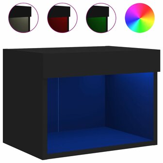 Nachtkastje met LED&amp;apos;s wandgemonteerd zwart 2