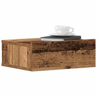Nachtkastje zwevend 40x32x15 cm bewerkt hout oud houtkleurig 1