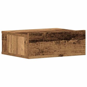 Nachtkastje zwevend 40x32x15 cm bewerkt hout oud houtkleurig 2