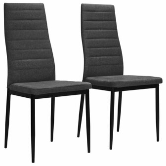 Eetkamerstoelen 2 st stof donkergrijs 1