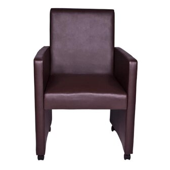 Eetkamerstoelen 2 st kunstleer bruin 3