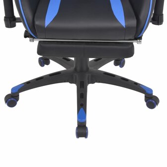 Bureau-/gamestoel verstelbaar met voetensteun blauw 5