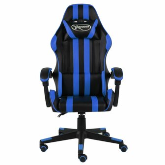 Racestoel kunstleer zwart en blauw 2