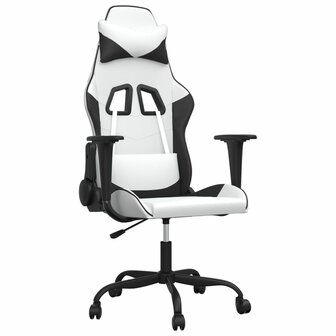 Gamestoel kunstleer wit en zwart 2