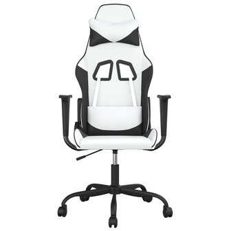 Gamestoel kunstleer wit en zwart 3