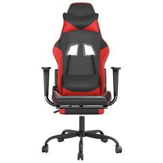 Gamestoel met voetensteun kunstleer zwart en rood 3