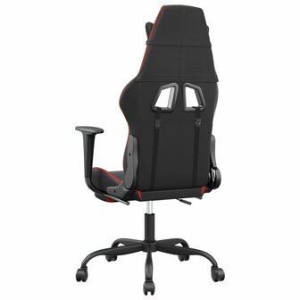 Gamestoel met voetensteun kunstleer zwart en rood 5