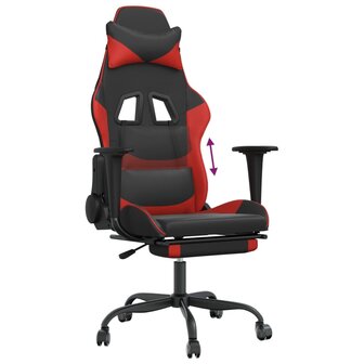 Gamestoel met voetensteun kunstleer zwart en rood 8