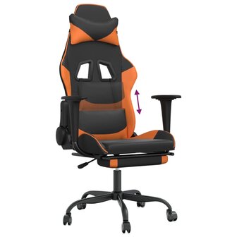 Gamestoel met voetensteun kunstleer zwart en oranje 8