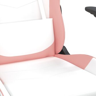 Gamestoel met voetensteun kunstleer wit en roze 9