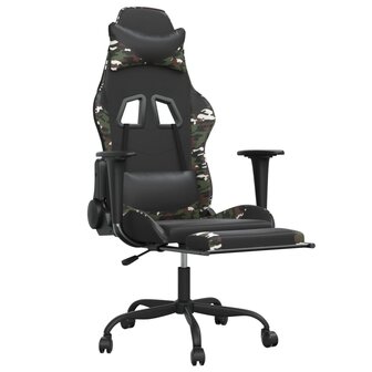 Gamestoel met voetensteun kunstleer zwart en camouflage 6