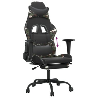 Gamestoel met voetensteun kunstleer zwart en camouflage 8