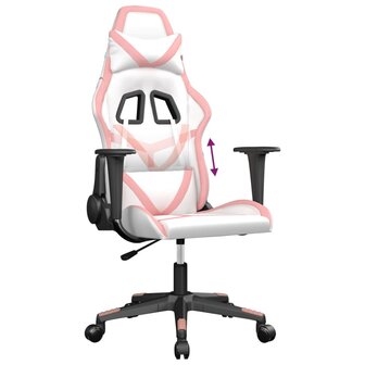 Gamestoel kunstleer wit en roze 7