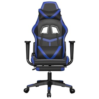 Gamestoel met voetensteun kunstleer zwart en blauw 3